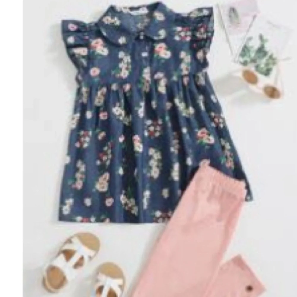 kids floral print and preplum blouse and leggings set